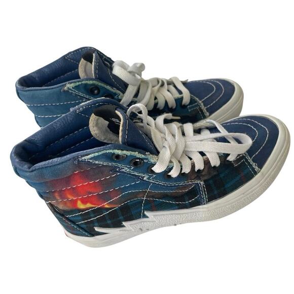 Vans SK8 Hi Bolt Big Reveal Sneakers Navy Flames Woman Sz 5 Skater versatile - Picture 16 of 16